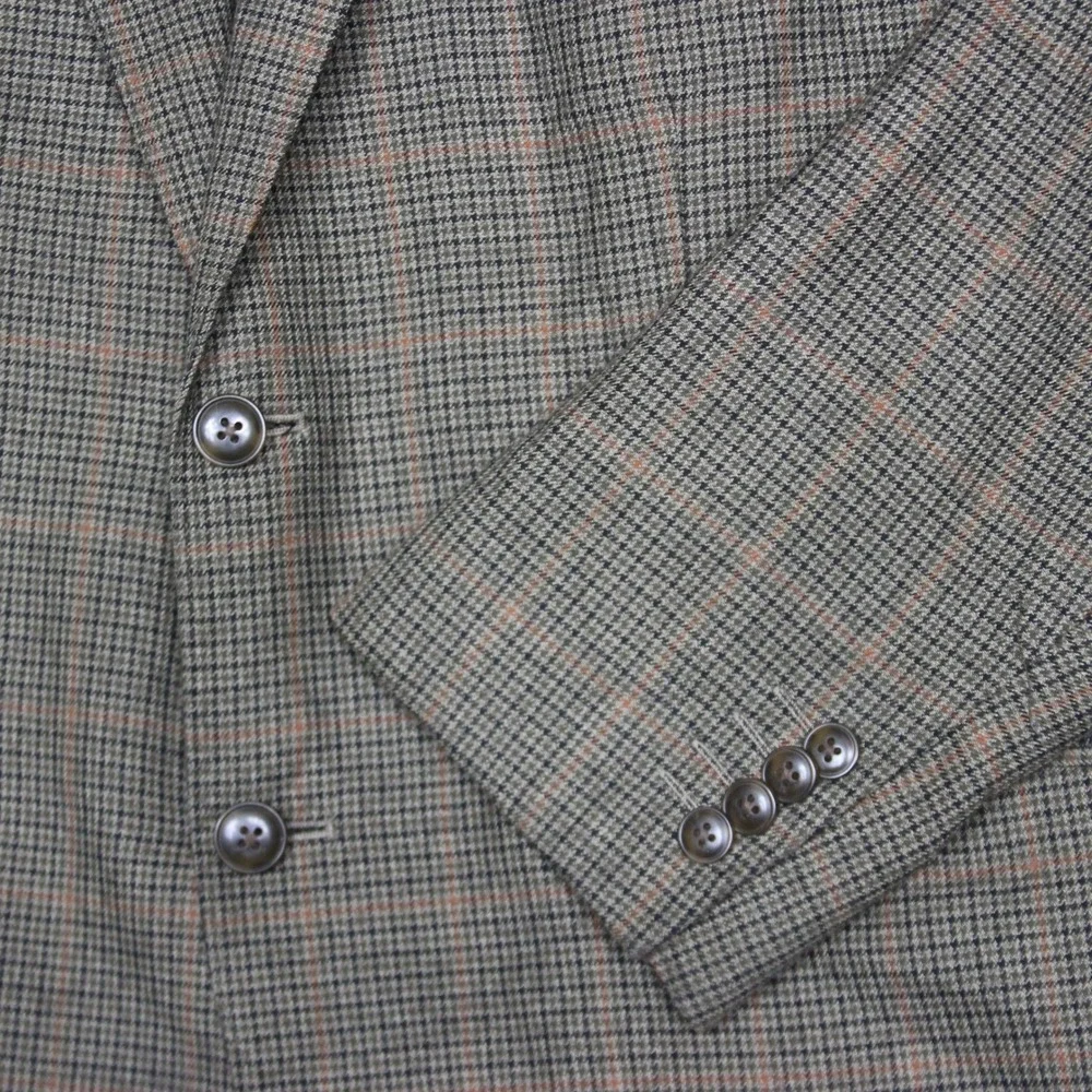 Mens Haggar Clothing Blazer Sport Coat Jacket Plaid Brown Tan‎ Green Size 44R
